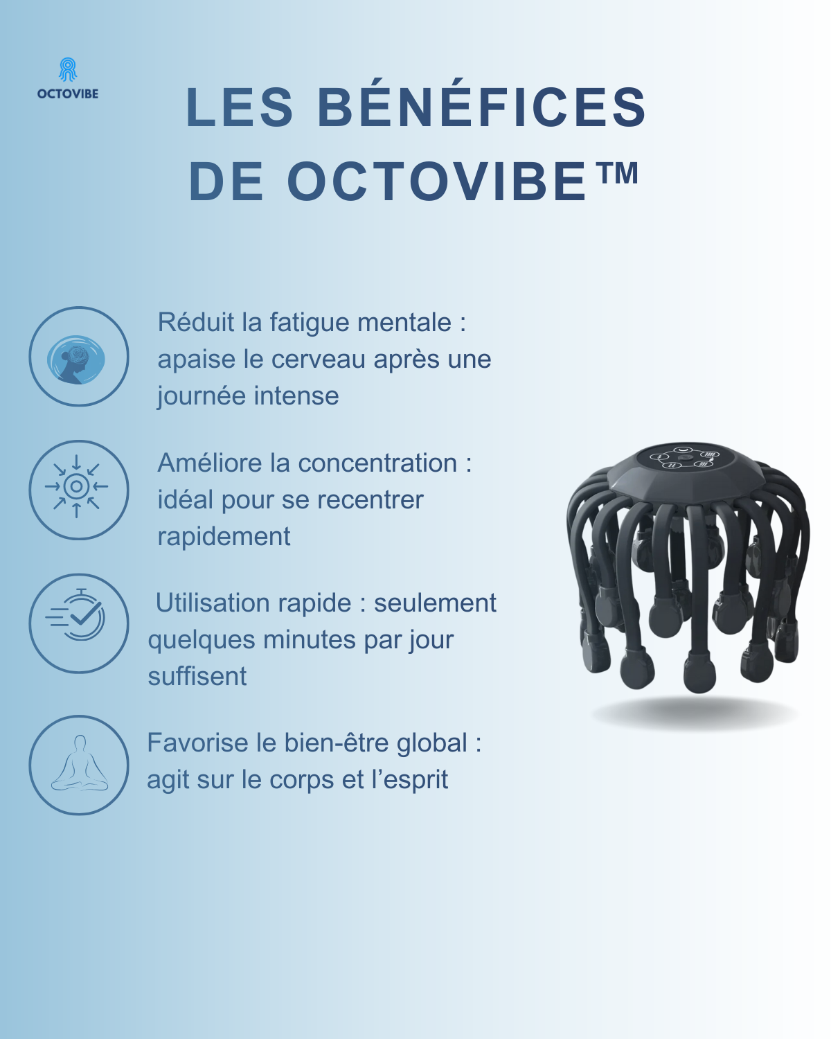 OctoVibe™ – Masseur de Cuir Chevelu Intelligent à 20 Têtes
